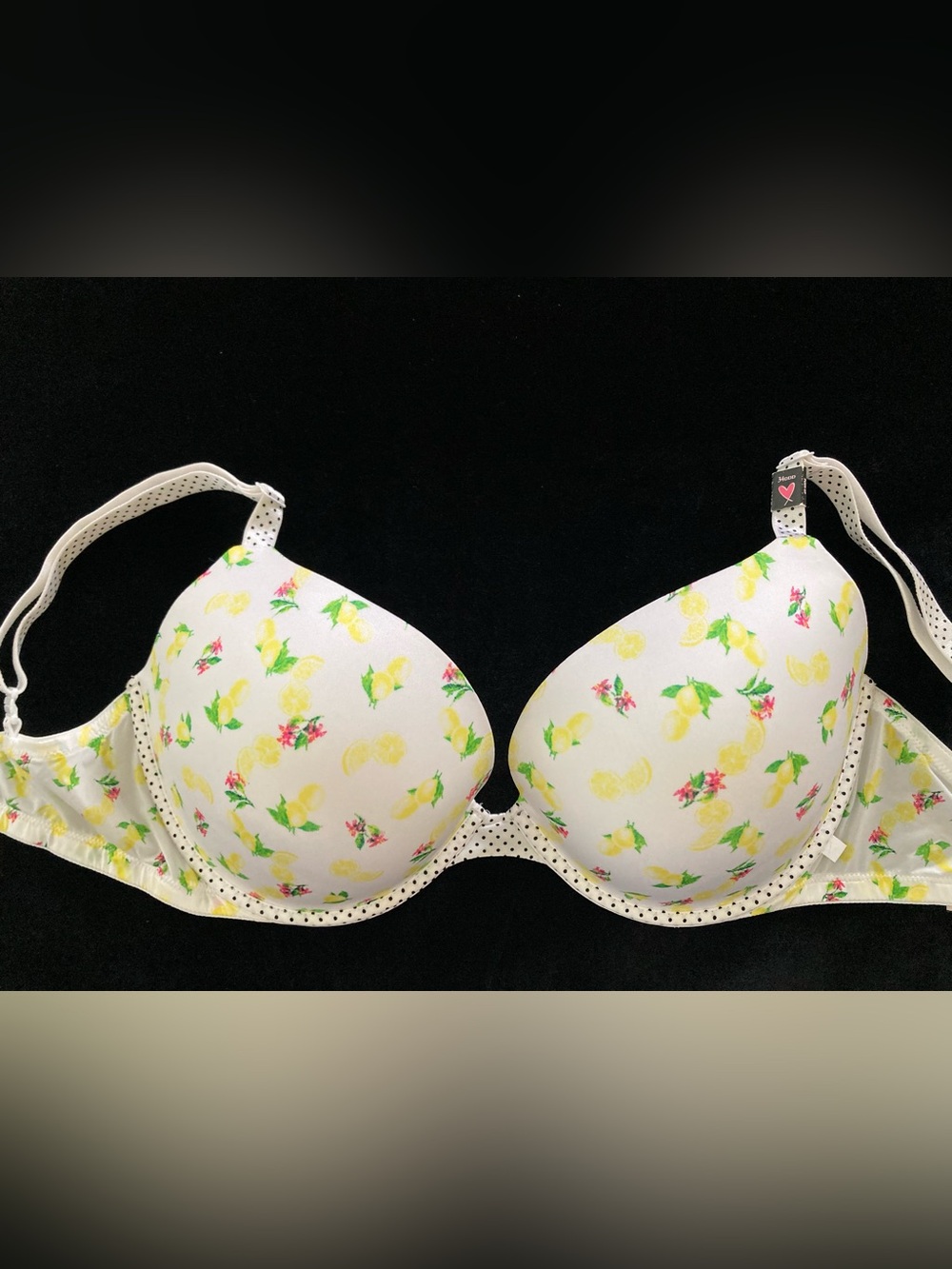 NWT Victoria’s Secret 34DDD Lemon & Polka Dot Push Up T-Shirt Bra Multi-way NEW
